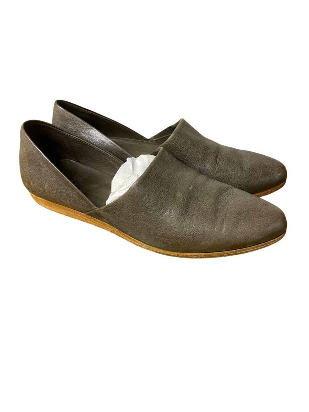 Coclico Leather Pointed Toe Slip On Flats Brown Sz 37 (EU) Minimalist